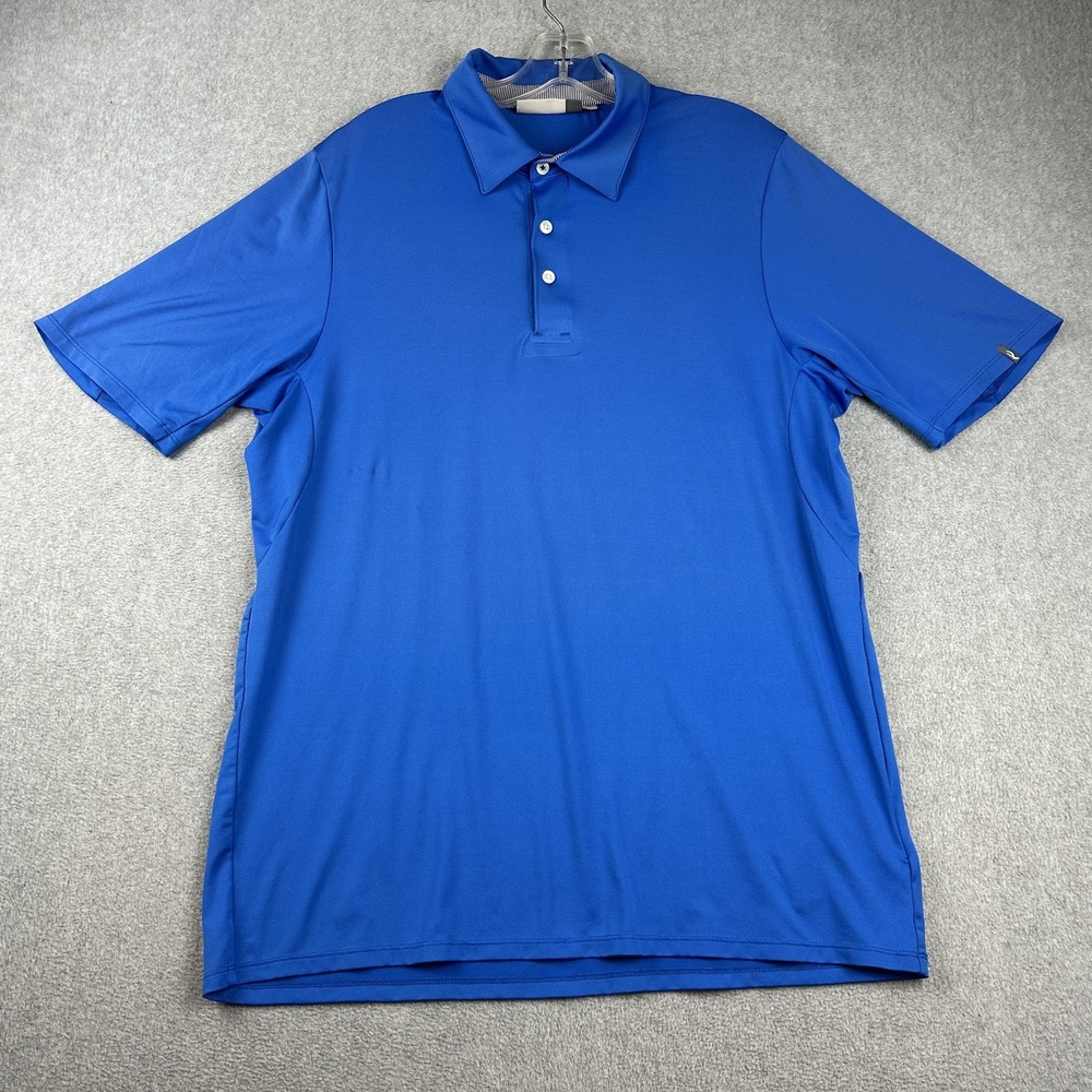 KJUS Polo Shirt Mens Medium Blue Soren Solid Performance Golf UPF 50+ Stretch